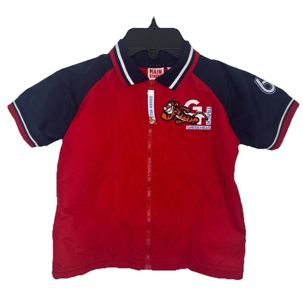 Vintage Main Street By Disney Green Hills Tigger Track Windbreaker Short Sleeve